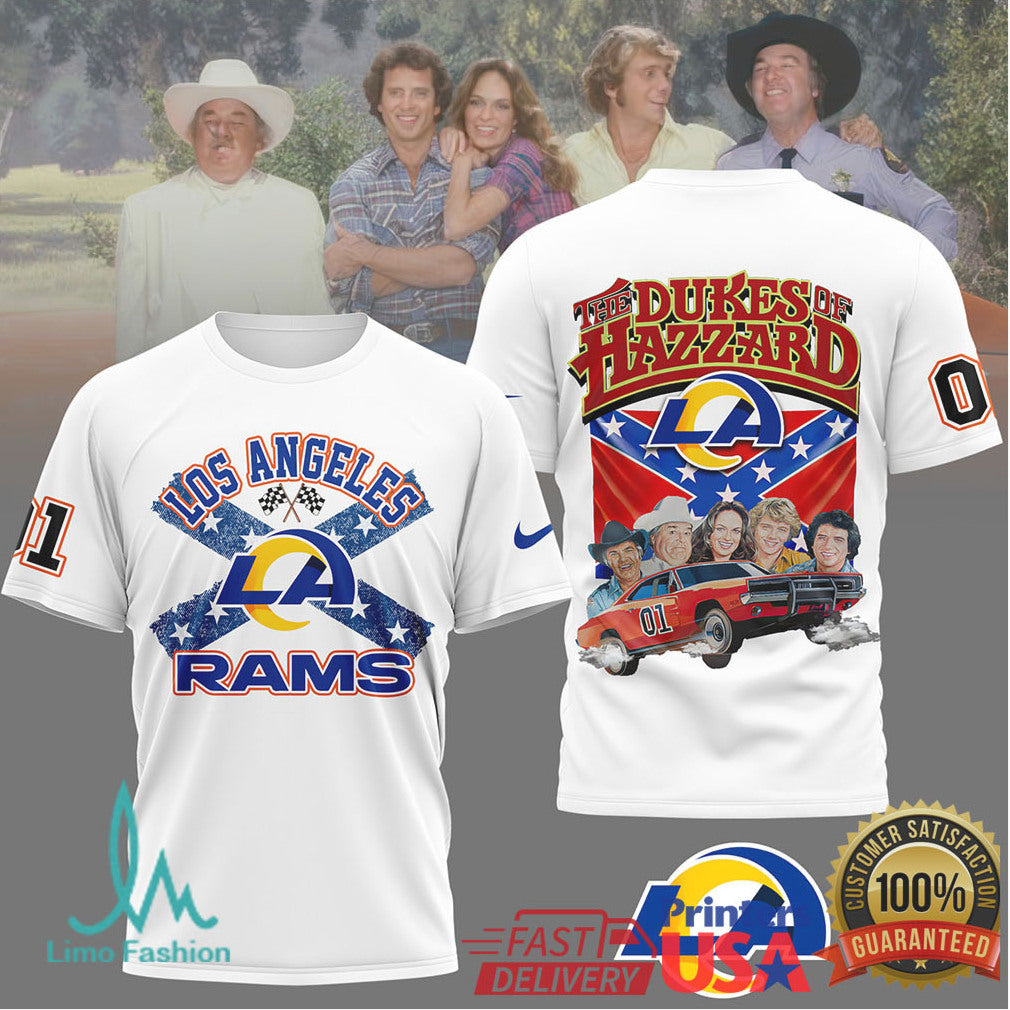 Los Angeles Rams x Dukes of Hazzard General Lee 01 Mashup T Shirt - Limotees LLC