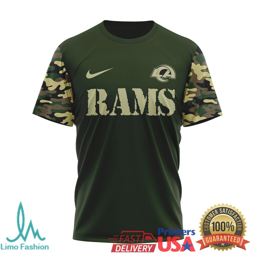 Los Angeles RamsOfficial NFL Camouflage Thank You For Service 3D Shirt - Limotees LLC