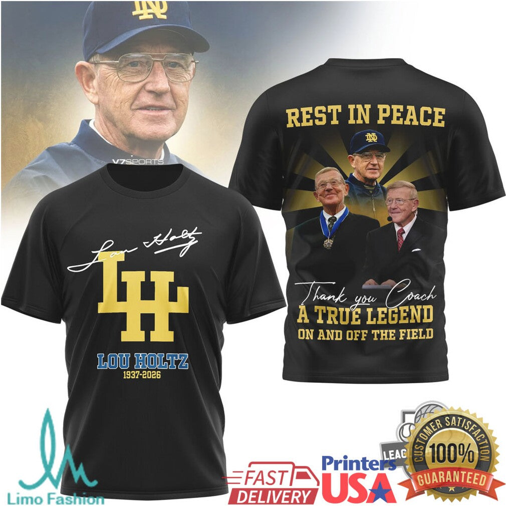 Lou Holtz Memorial T Shirt Legend Coach 1937 2026 Tribute T Shirt