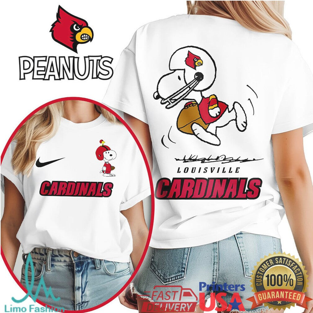 Louisville Cardinals Snoopy Peanuts Football Graphic T Shirt - Limotees LLC