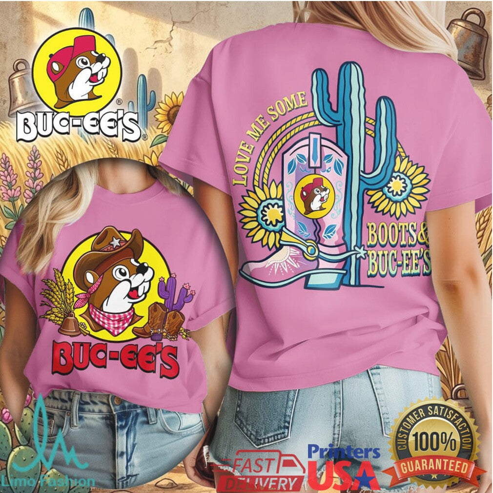 Love Me Some Boots & Buc ee’s Cowboy Western Cacti Graphic T Shirt - Limotees LLC