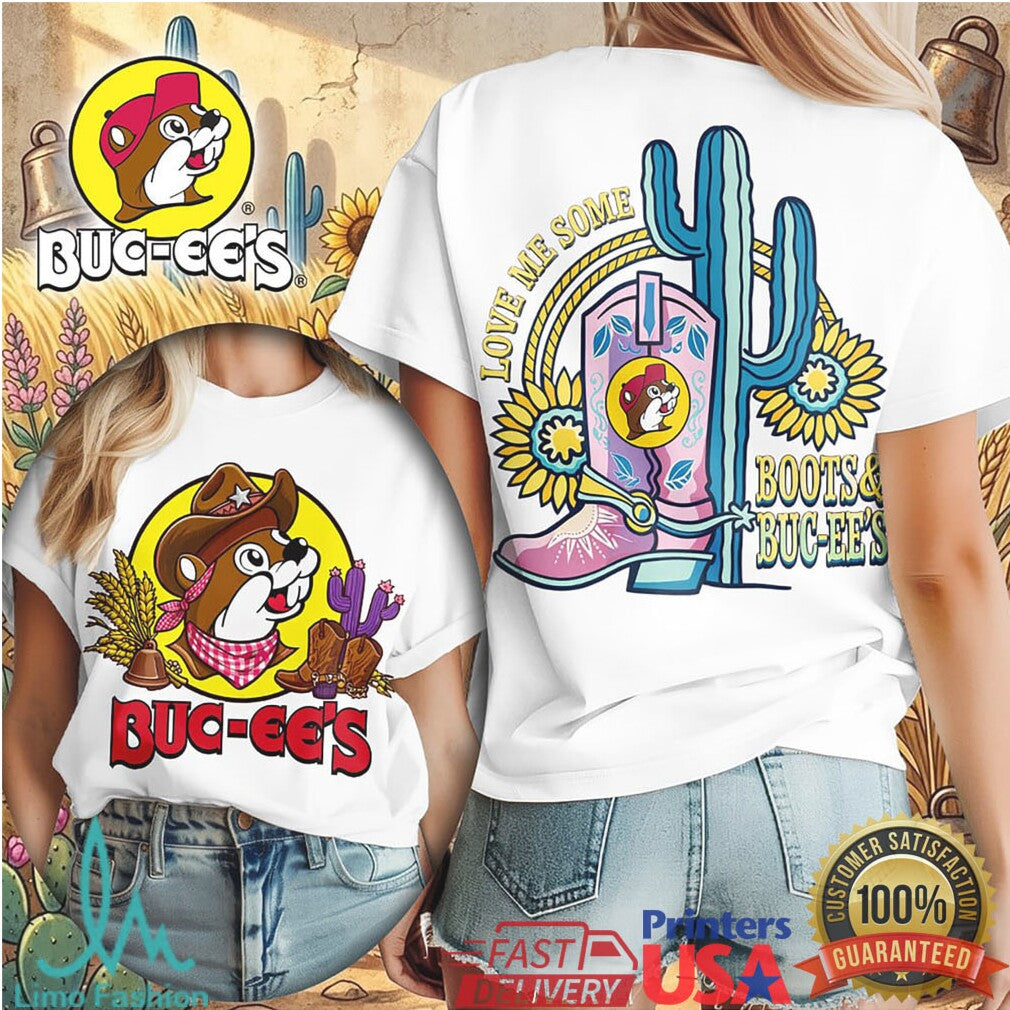 Love Me Some Boots & Buc ee’s Cowboy Western Cacti Graphic T Shirt - Limotees LLC