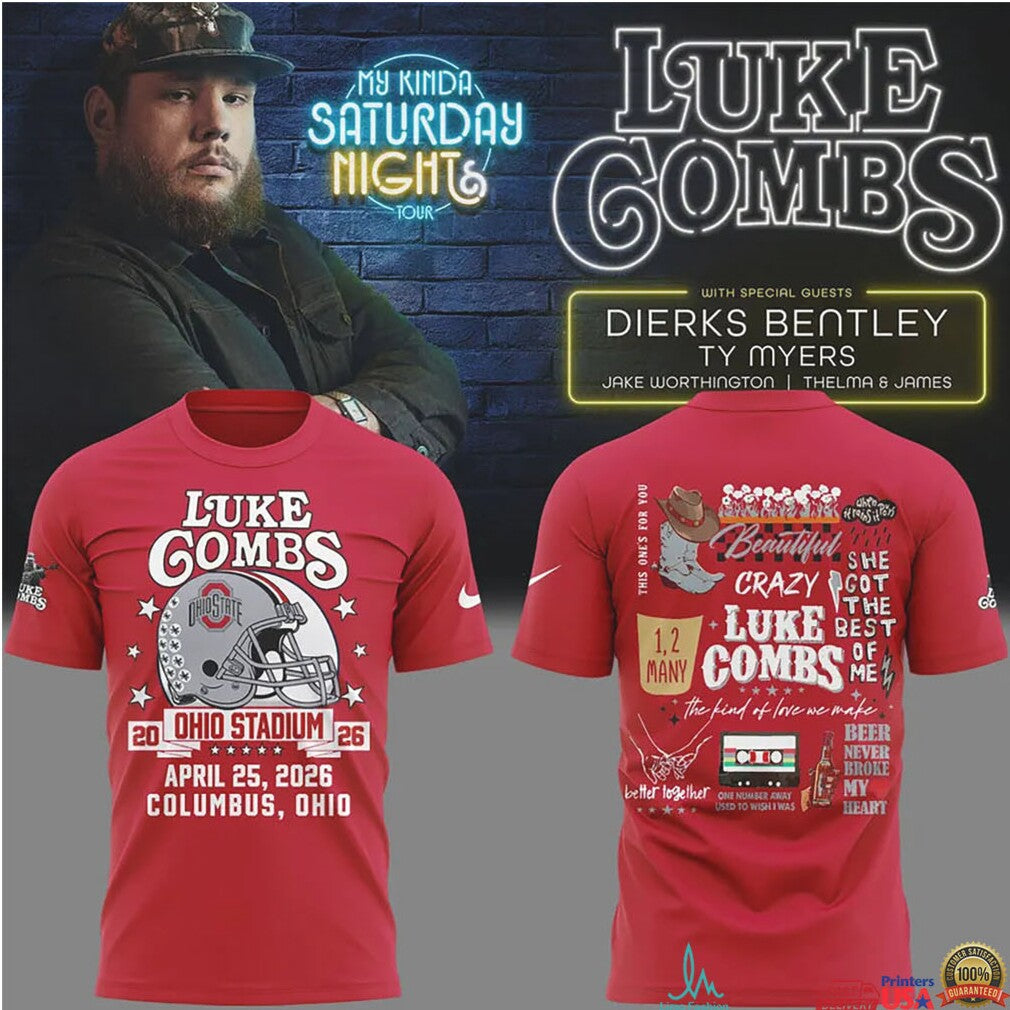 Luke Combs My Kinda Saturday Night Tour 2026 Ohio Stadium Columbus Fans T Shirt - Limotees LLC