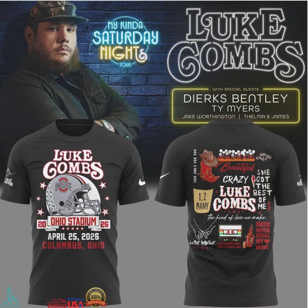 Luke Combs My Kinda Saturday Night Tour 2026 Ohio Stadium Columbus Fans T Shirt - Limotees LLC