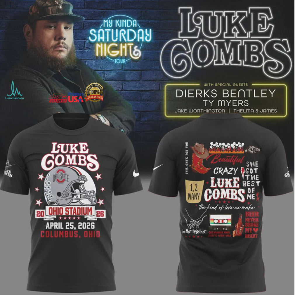 Luke Combs My Kinda Saturday Night Tour 2026 Ohio Stadium Columbus Fans T Shirt - Limotees LLC