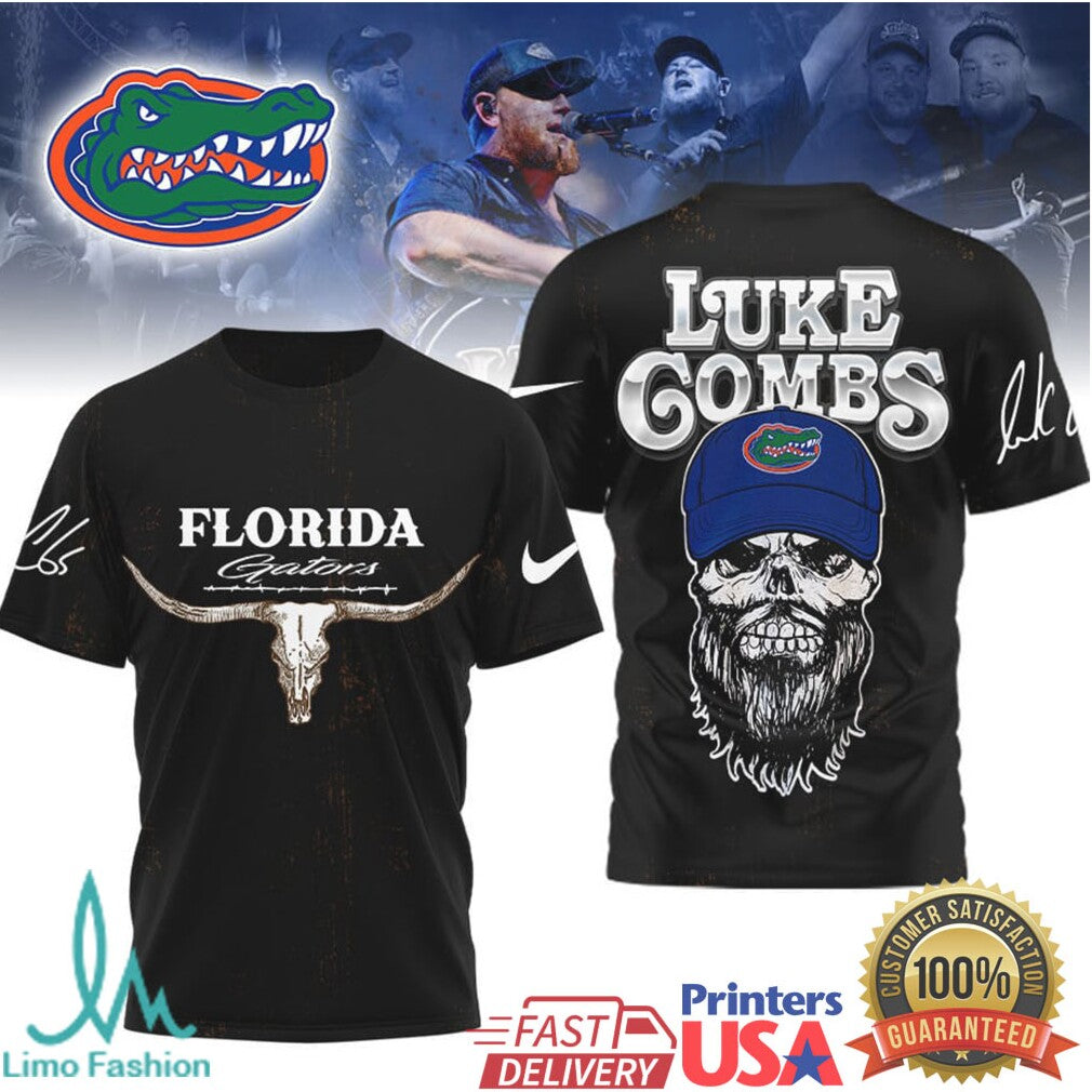 Luke Combs x Florida Gators Skull Longhorn Country Music T Shirt - Limotees LLC
