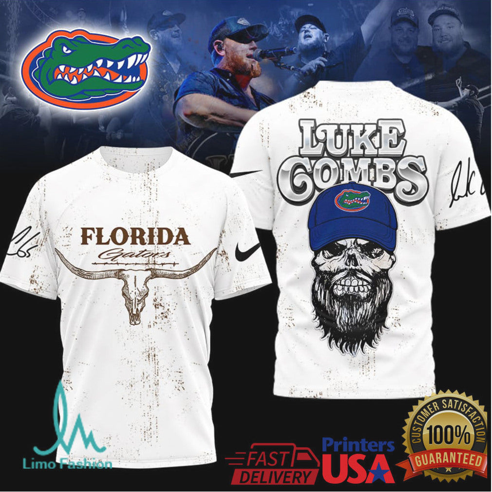 Luke Combs x Florida Gators Skull Longhorn Country Music T Shirt - Limotees LLC
