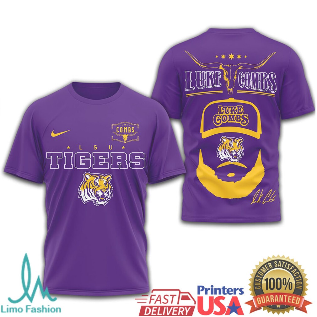 Luke Combs x LSU Tigers Custom Graphic Collegiate T Shirt - Limotees LLC