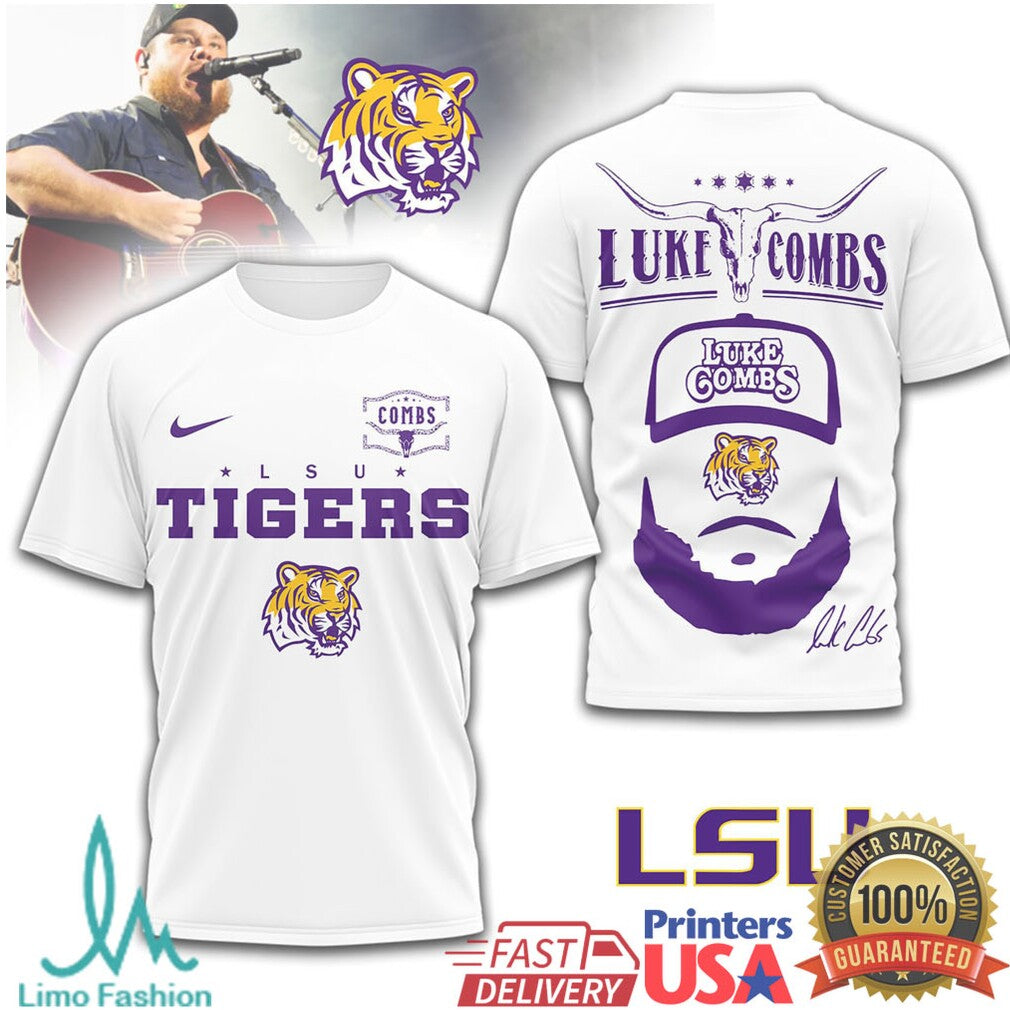 Luke Combs x LSU Tigers Custom Graphic Collegiate T Shirt - Limotees LLC
