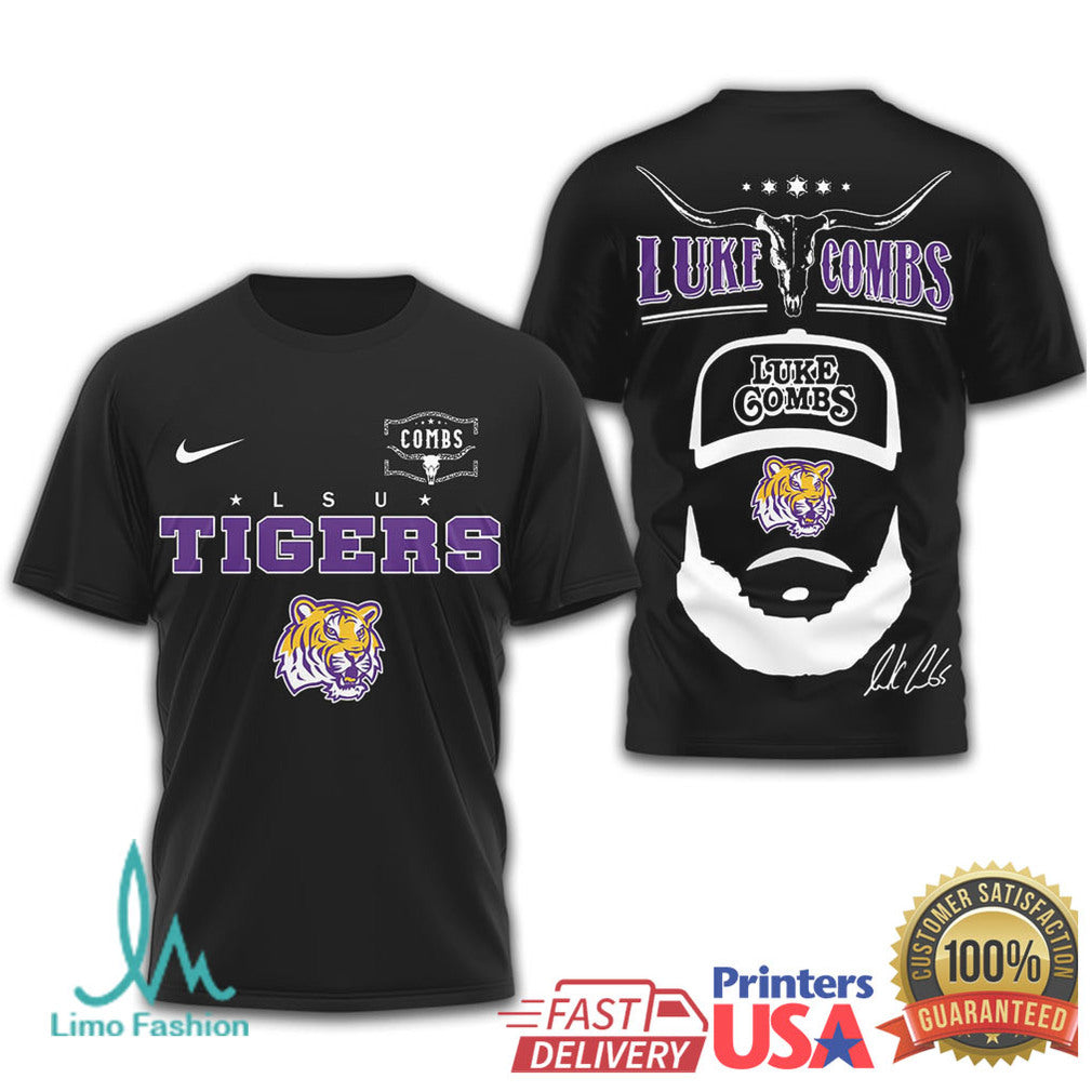 Luke Combs x LSU Tigers Custom Graphic Collegiate T Shirt - Limotees LLC