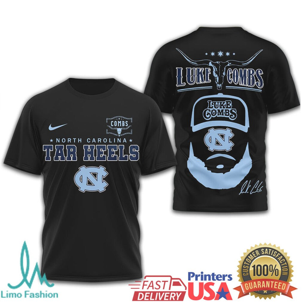 Luke Combs x North Carolina Tar Heels Collegiate Fan T Shirt - Limotees LLC