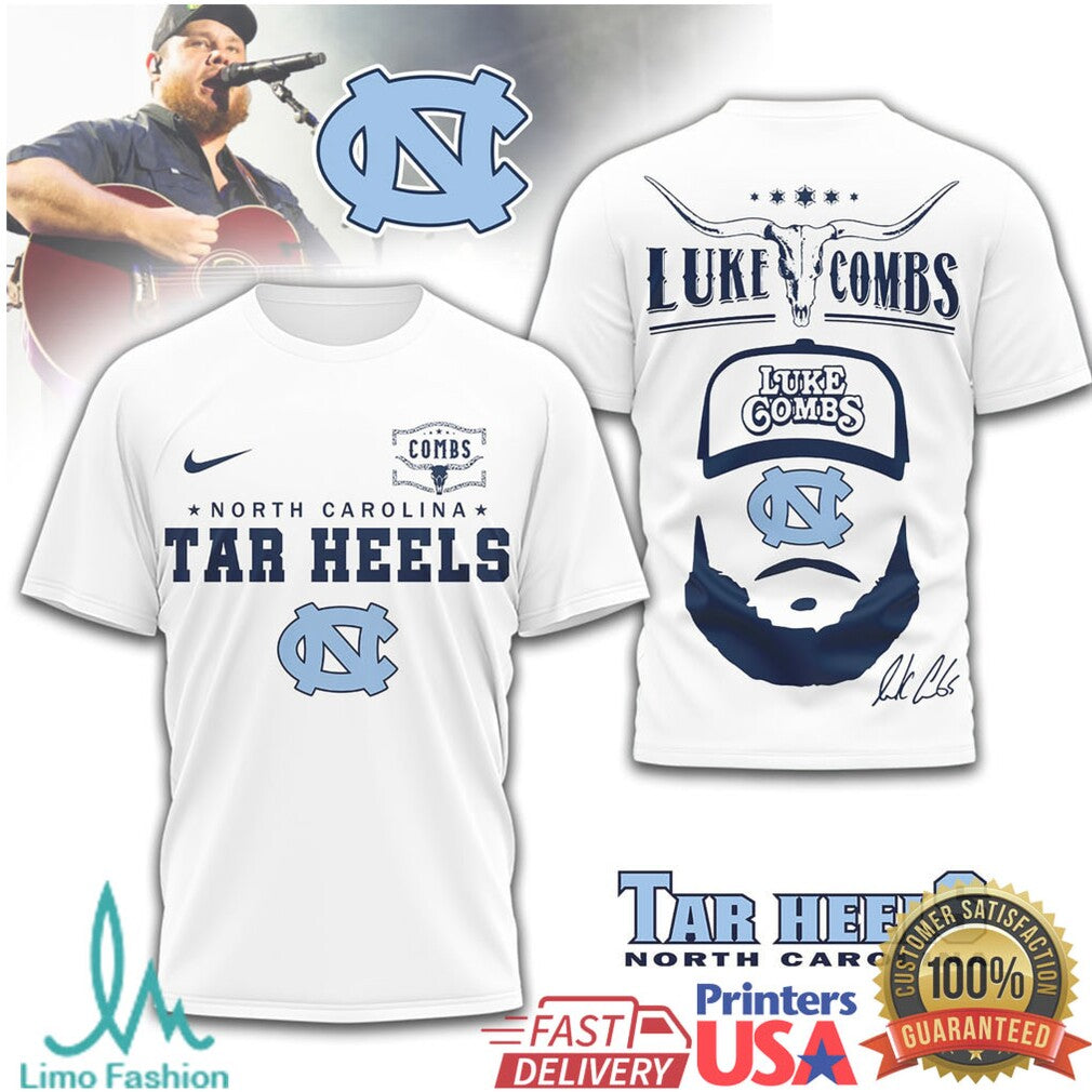 Luke Combs x North Carolina Tar Heels Collegiate Fan T Shirt - Limotees LLC