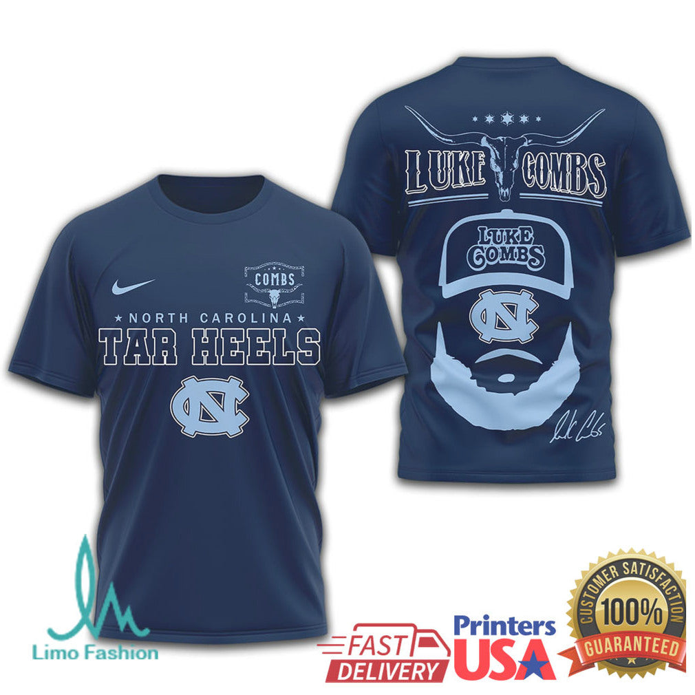 Luke Combs x North Carolina Tar Heels Collegiate Fan T Shirt - Limotees LLC