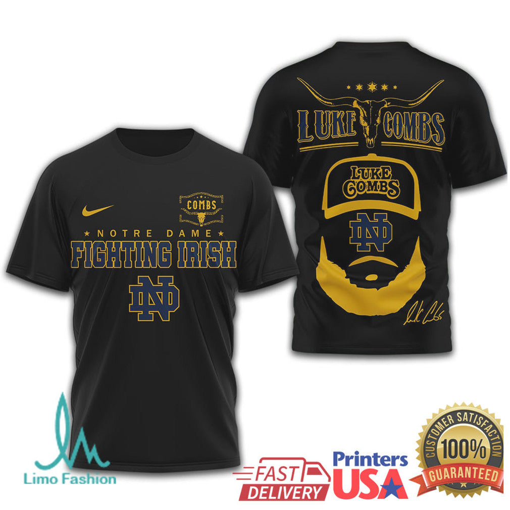 Luke Combs x Notre Dame Fighting Irish Country Music Fan T Shirt - Limotees LLC
