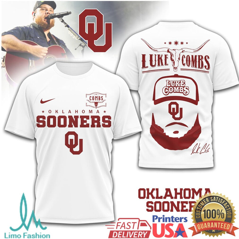 Luke Combs x Oklahoma Sooners NCAA Football Fan T Shirt - Limotees LLC