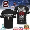 Luke Combs x South Carolina Gamecocks Skull Longhorn T Shirt - Limotees LLC