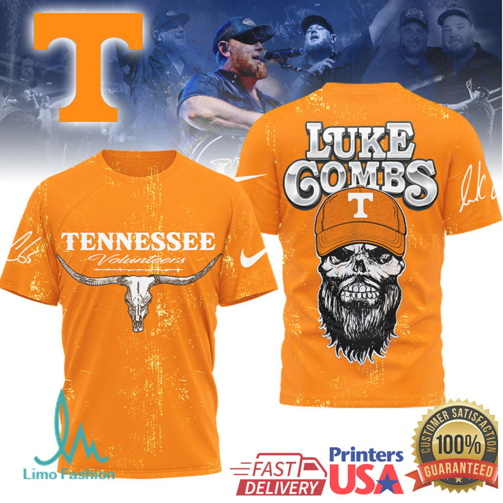 Luke Combs x Tennessee VolunT Shirtrs Skull Graphic Country Music Fan T Shirt