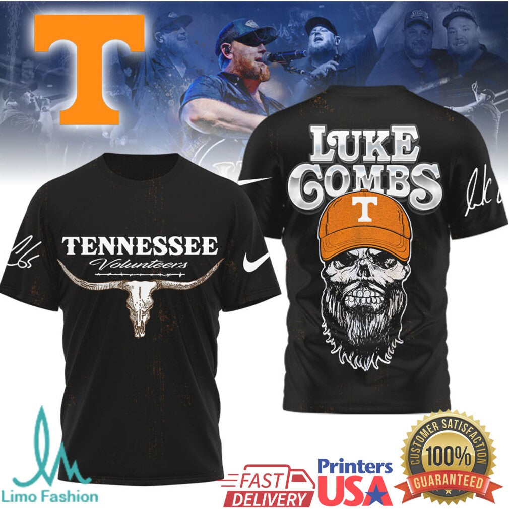 Luke Combs x Tennessee VolunT Shirtrs Skull Graphic Country Music Fan T Shirt