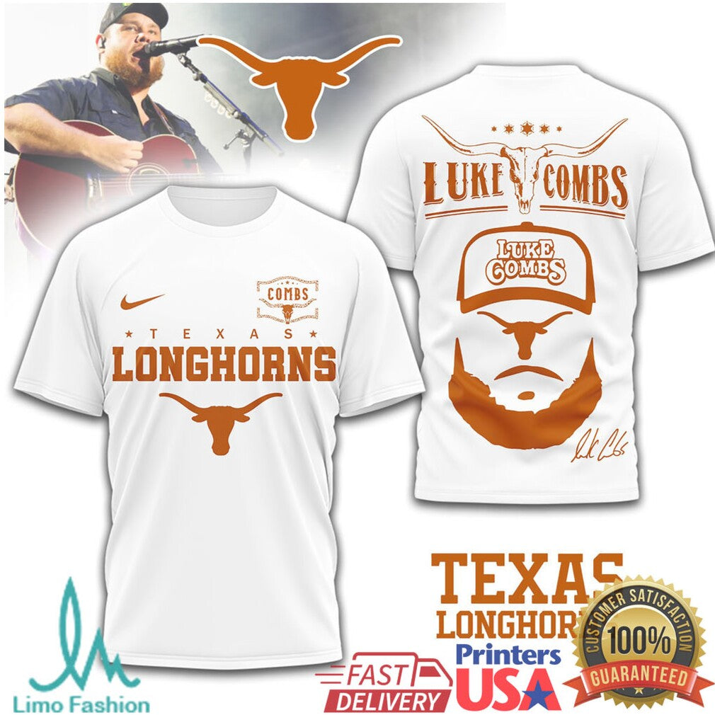 Luke Combs x Texas Longhorns NCAA Football Fan T Shirt - Limotees LLC