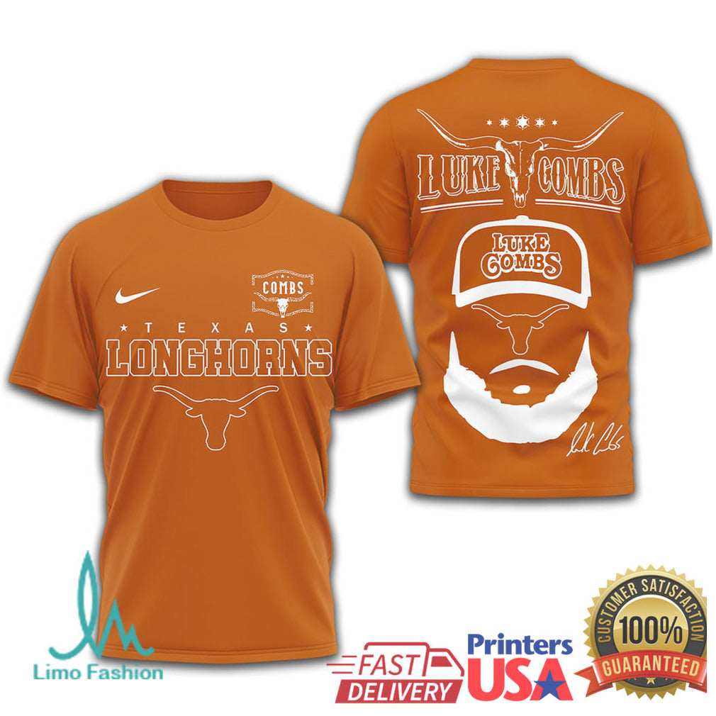 Luke Combs x Texas Longhorns NCAA Football Fan T Shirt - Limotees LLC