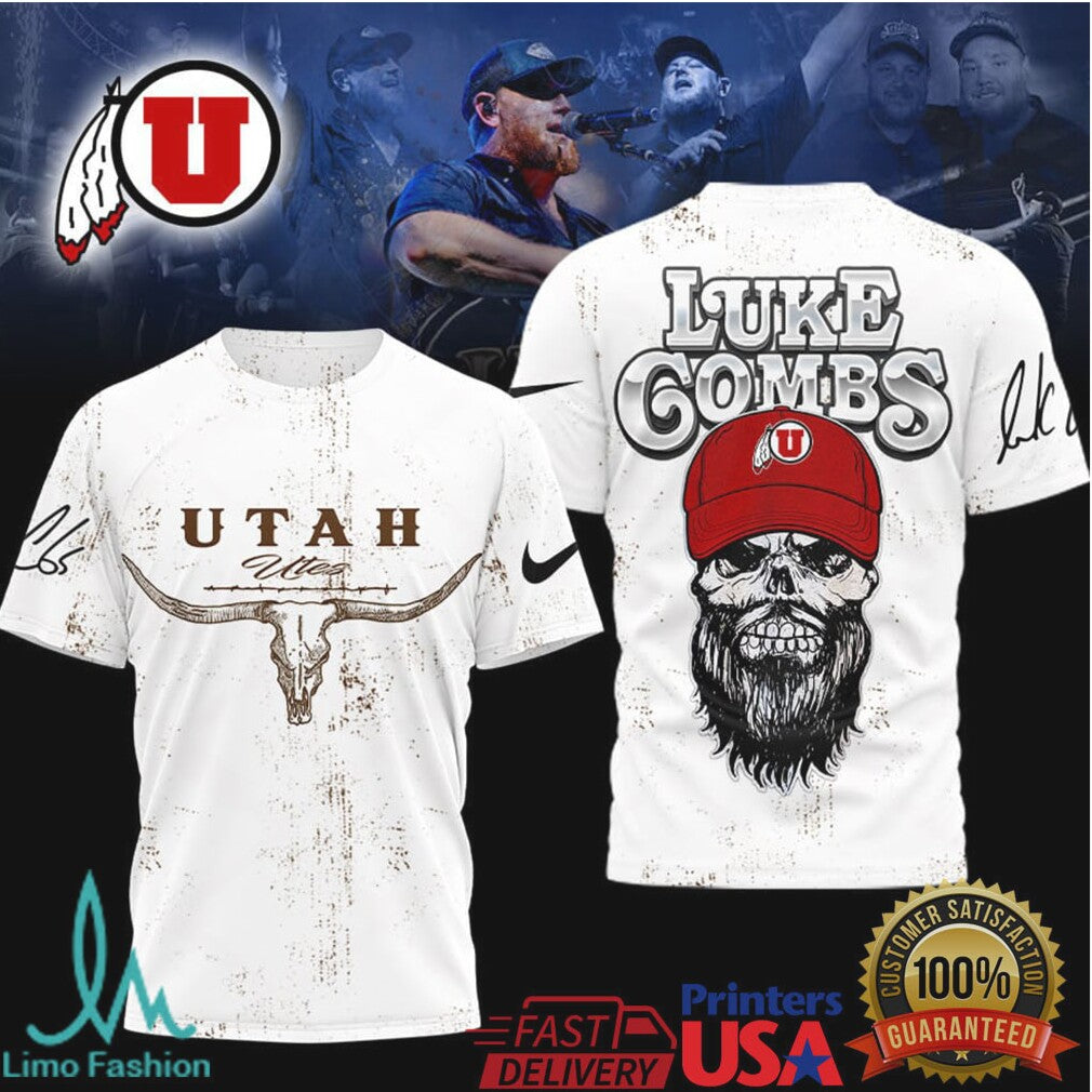 Luke Combs x Utah Utes Skull Longhorn T Shirt