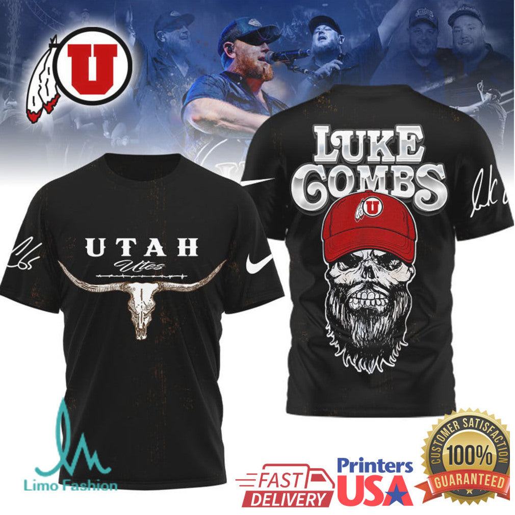 Luke Combs x Utah Utes Skull Longhorn T Shirt
