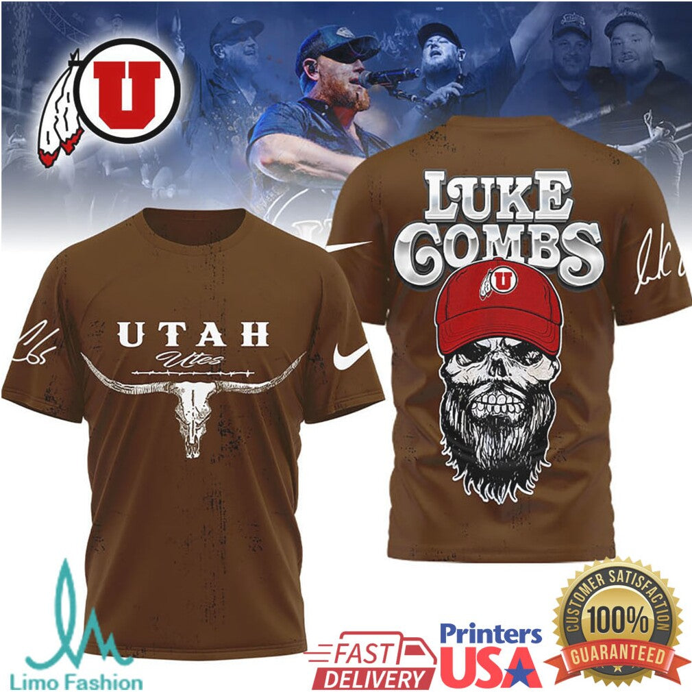 Luke Combs x Utah Utes Skull Longhorn T Shirt