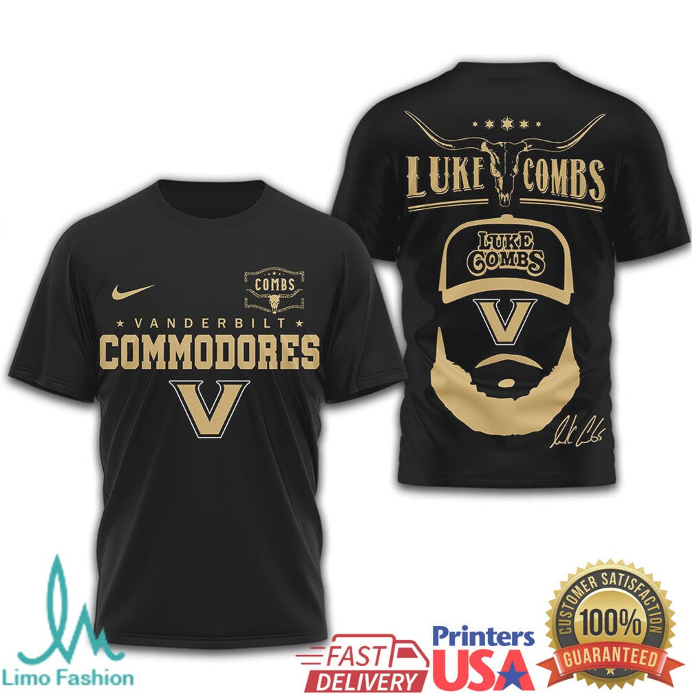 Luke Combs x Vanderbilt Commodores NCAA Football Fan T Shirt - Limotees LLC