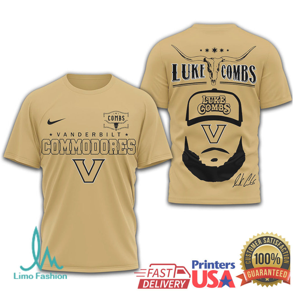 Luke Combs x Vanderbilt Commodores NCAA Football Fan T Shirt - Limotees LLC
