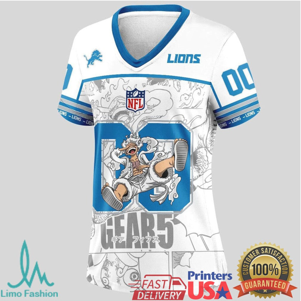 Detroit Lions Official NFL Luffy Gear 5 Special Edition Baseball Jersey Custom Name - Limotees LLC