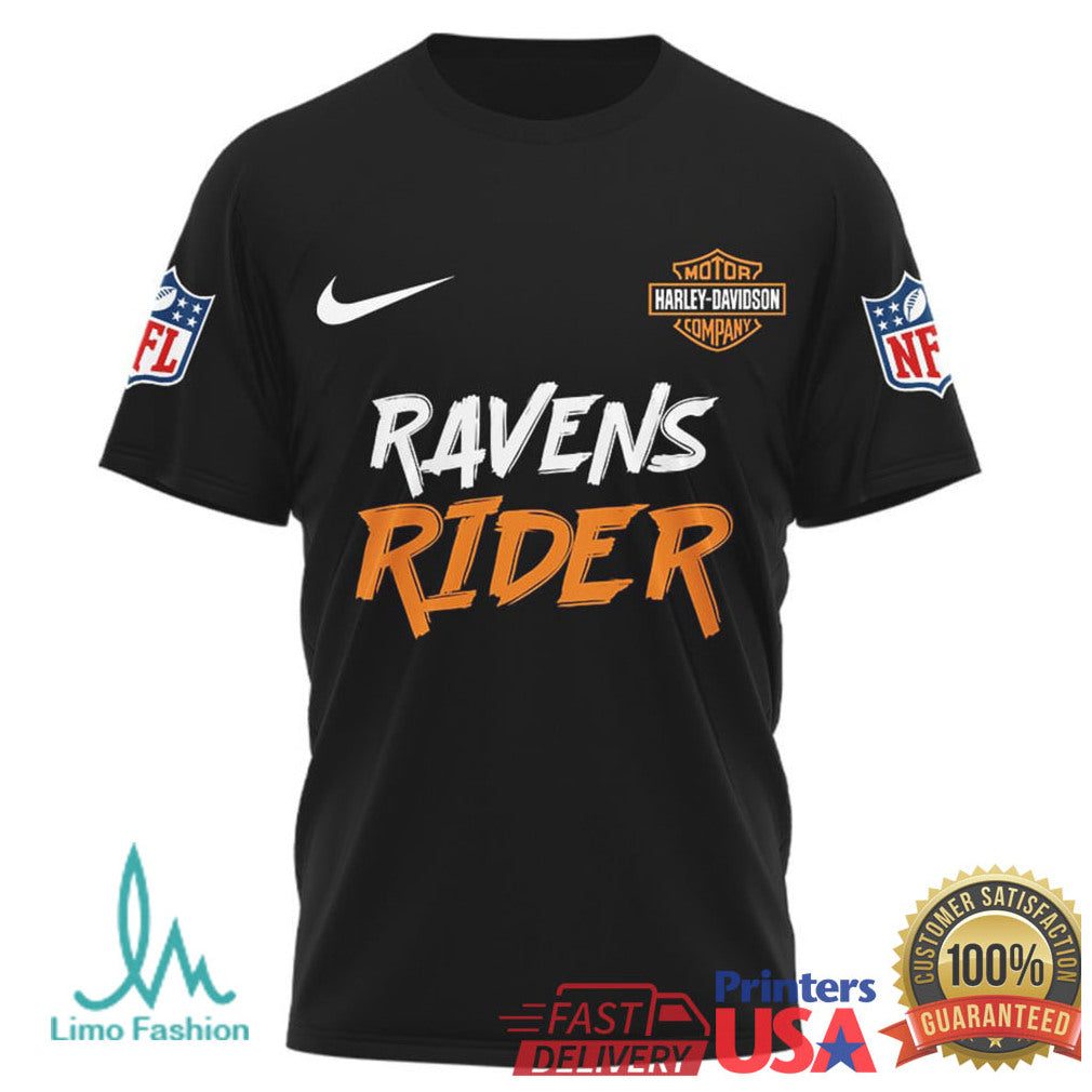 Baltimore Ravens Official NFL Ghost Rider Harley Davidson 3D Shirt - Limotees LLC