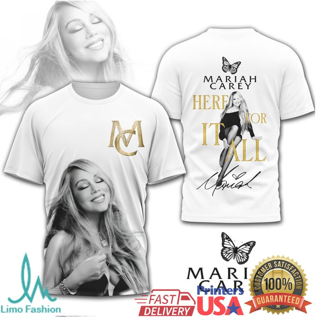 Mariah Carey “Here For It All” Signature Butterfly Graphic T Shirt - Limotees LLC