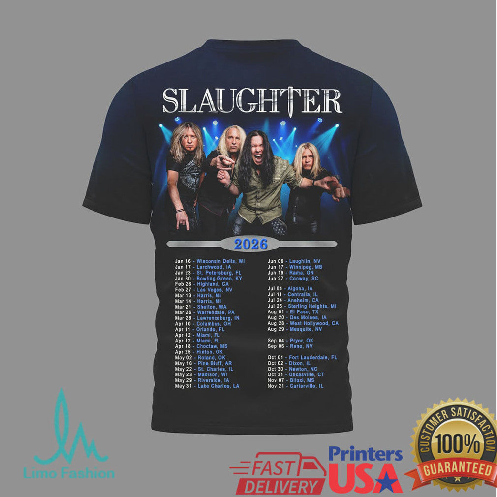 Mark Slaughter 2026 Tour Dates Angel and Demon Wing Graphic T Shirt - Limotees LLC