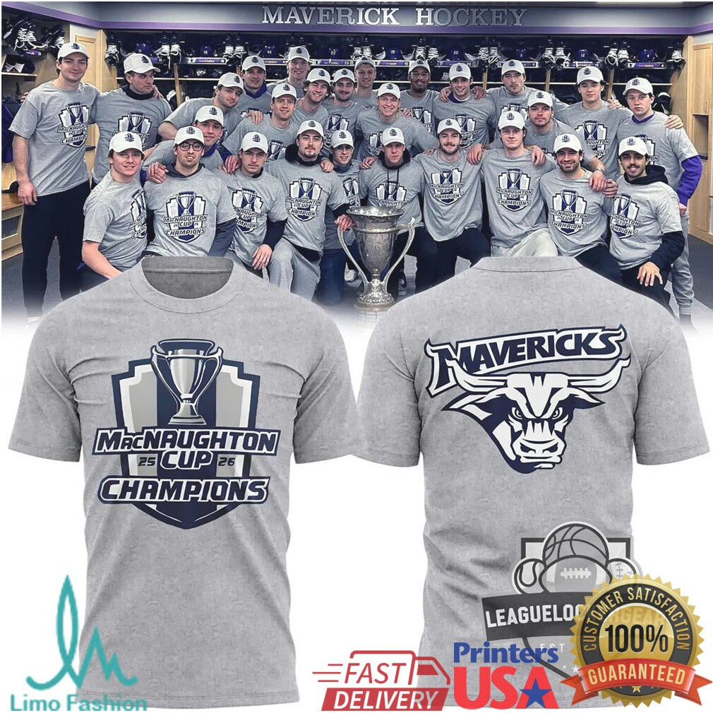 Mavericks Hockey McNaughton Cup 2025 2026 Champions Gray T Shirt - Limotees LLC