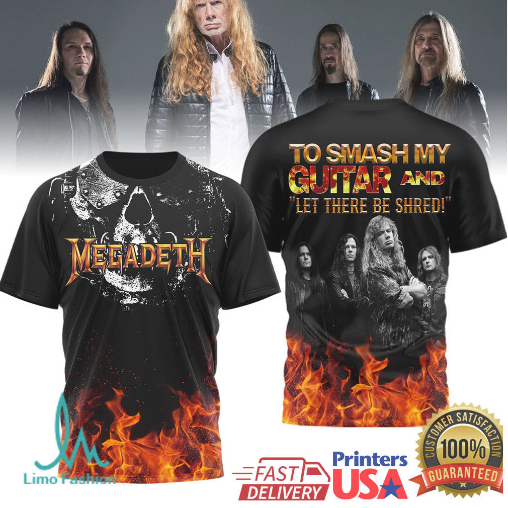 Megadeth Let There Be Shred Fire Skull Graphic Band t shirt & Tee - Limotees LLC