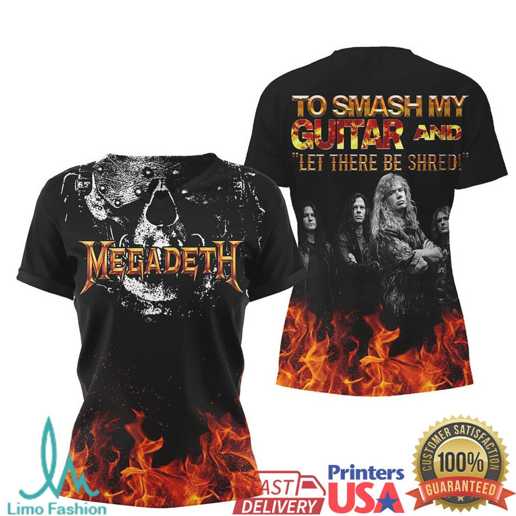 Megadeth Let There Be Shred Fire Skull Graphic Band t shirt & Tee - Limotees LLC