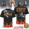 Megadeth “To Smash My Guitar And Let There Be Shred” Fire Flame Rock T Shirt - Limotees LLC