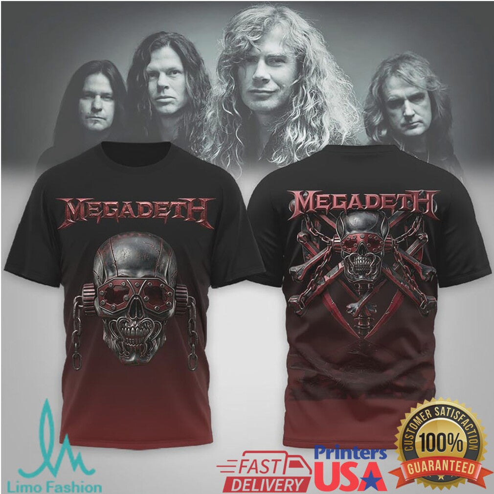 Megadeth Vic Rattlehead Skull T Shirt Metal Band Graphic T Shirt - Limotees LLC