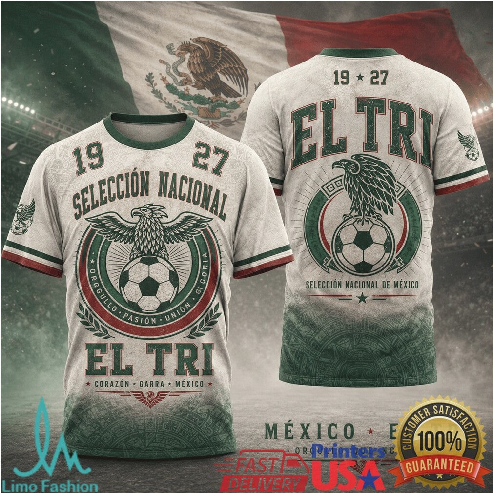 Mexico El Tri Seleccion Nacional 1927 Vintage Heritage Eagle 3D All Over Print T Shirt - Limotees LLC