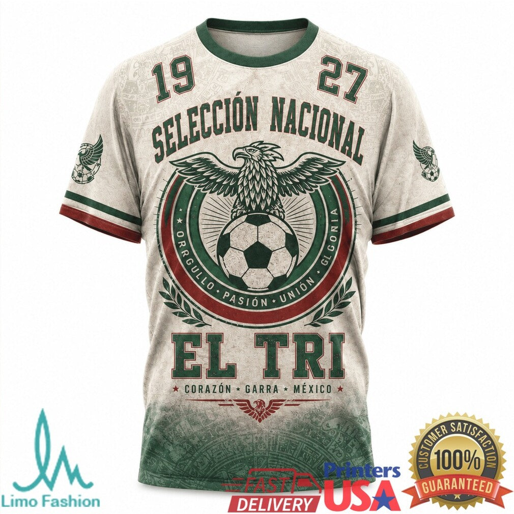 Mexico El Tri Seleccion Nacional 1927 Vintage Heritage Eagle 3D All Over Print T Shirt - Limotees LLC