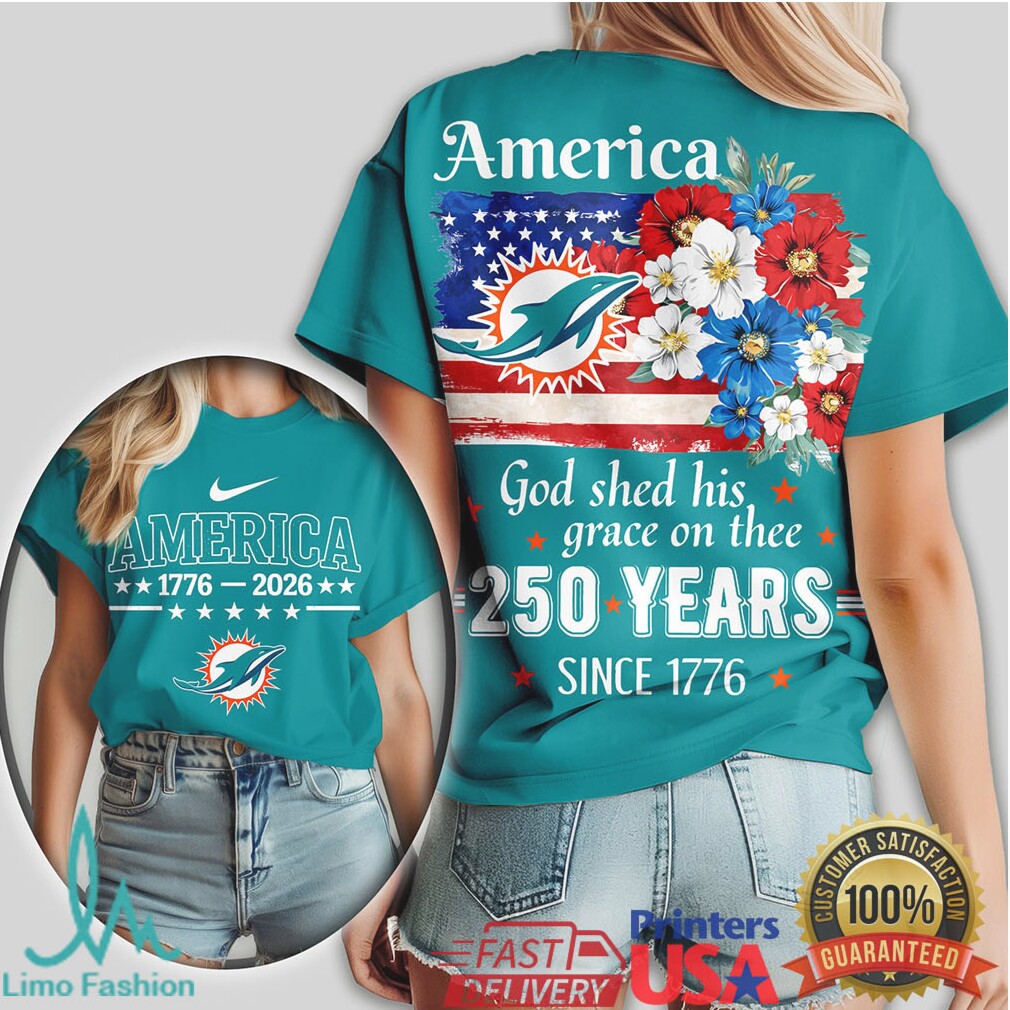 Miami Dolphins America 250 Years Semiquincentennial Floral T Shirt - Limotees LLC