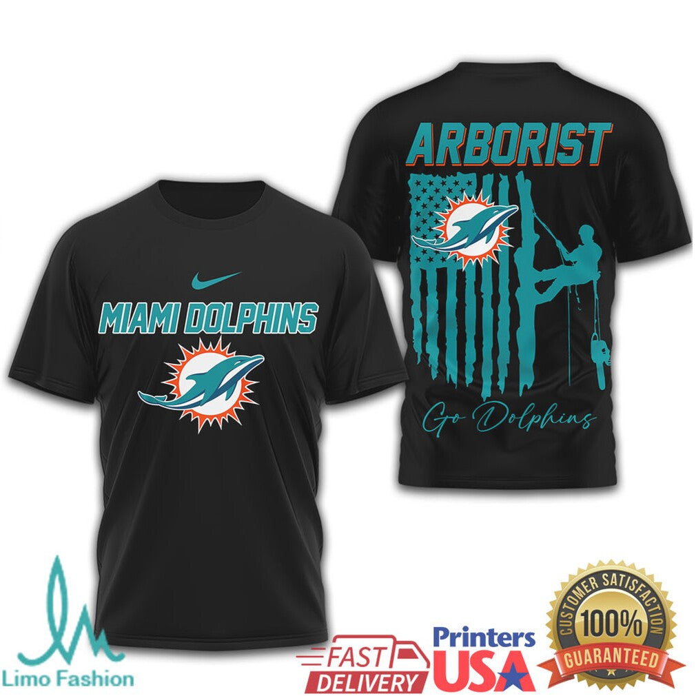 Miami Dolphins Arborist Tree Service American Flag T Shirt - Limotees LLC