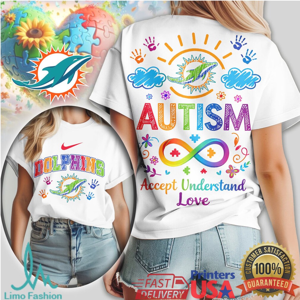 Miami Dolphins Autism Awareness Support Accept Understand Love T Shirt - Limotees LLC