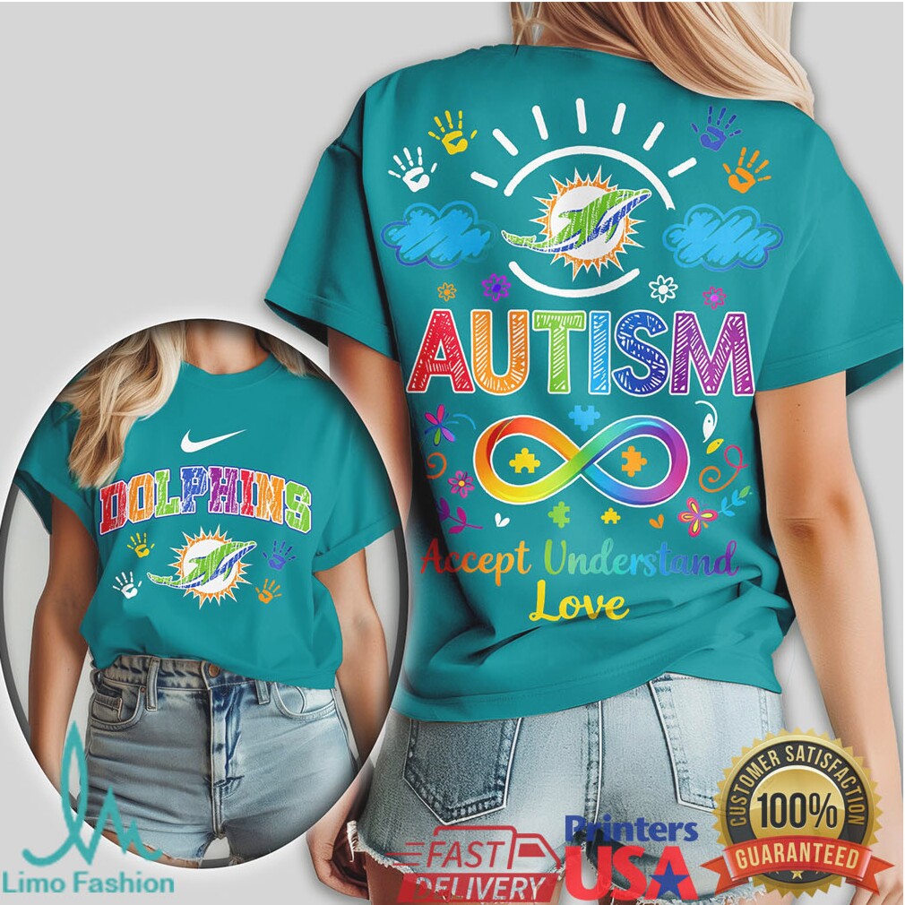 Miami Dolphins Autism Awareness Support Accept Understand Love T Shirt - Limotees LLC
