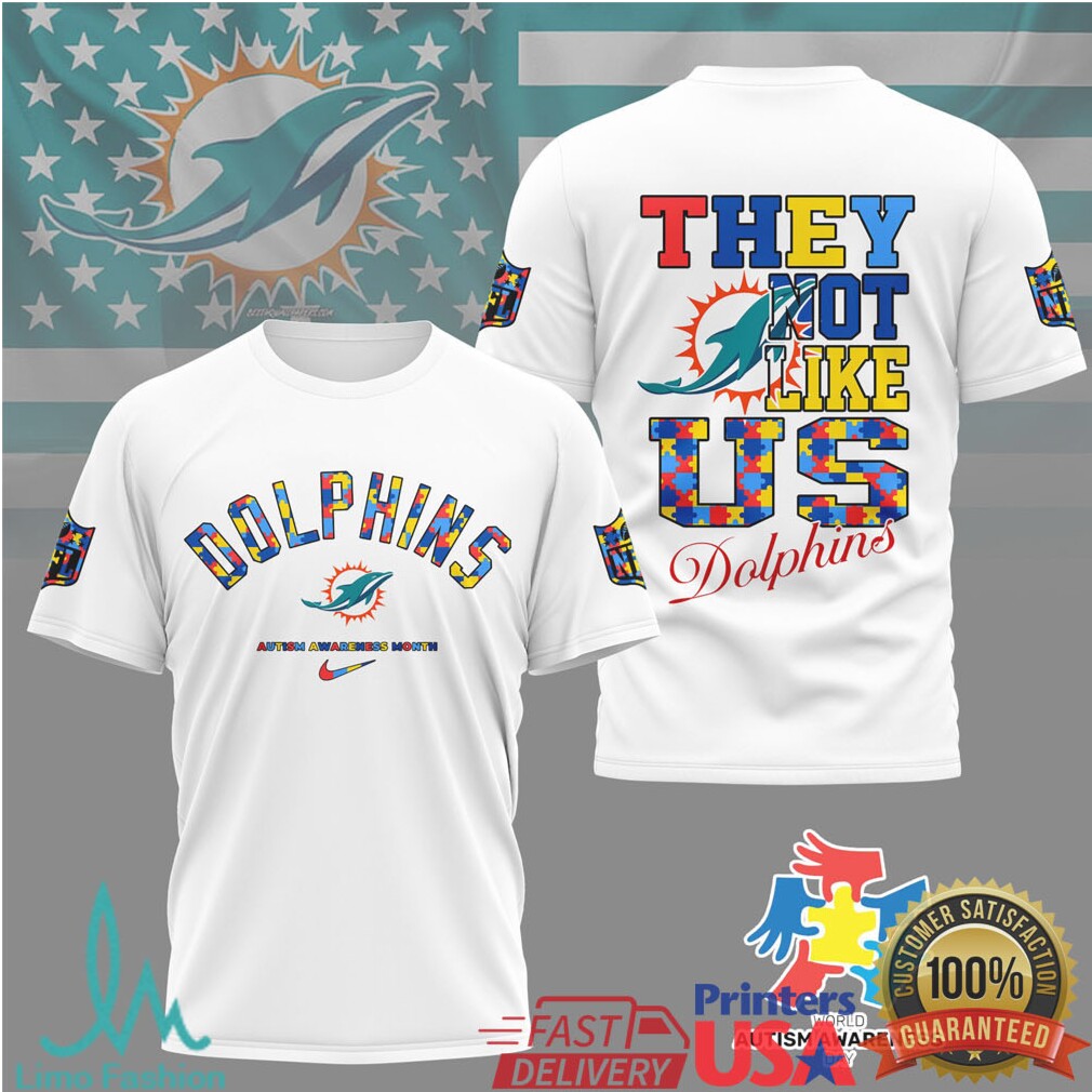 Miami Dolphins Autism Awareness They Not Like Us T Shirt - Limotees LLC