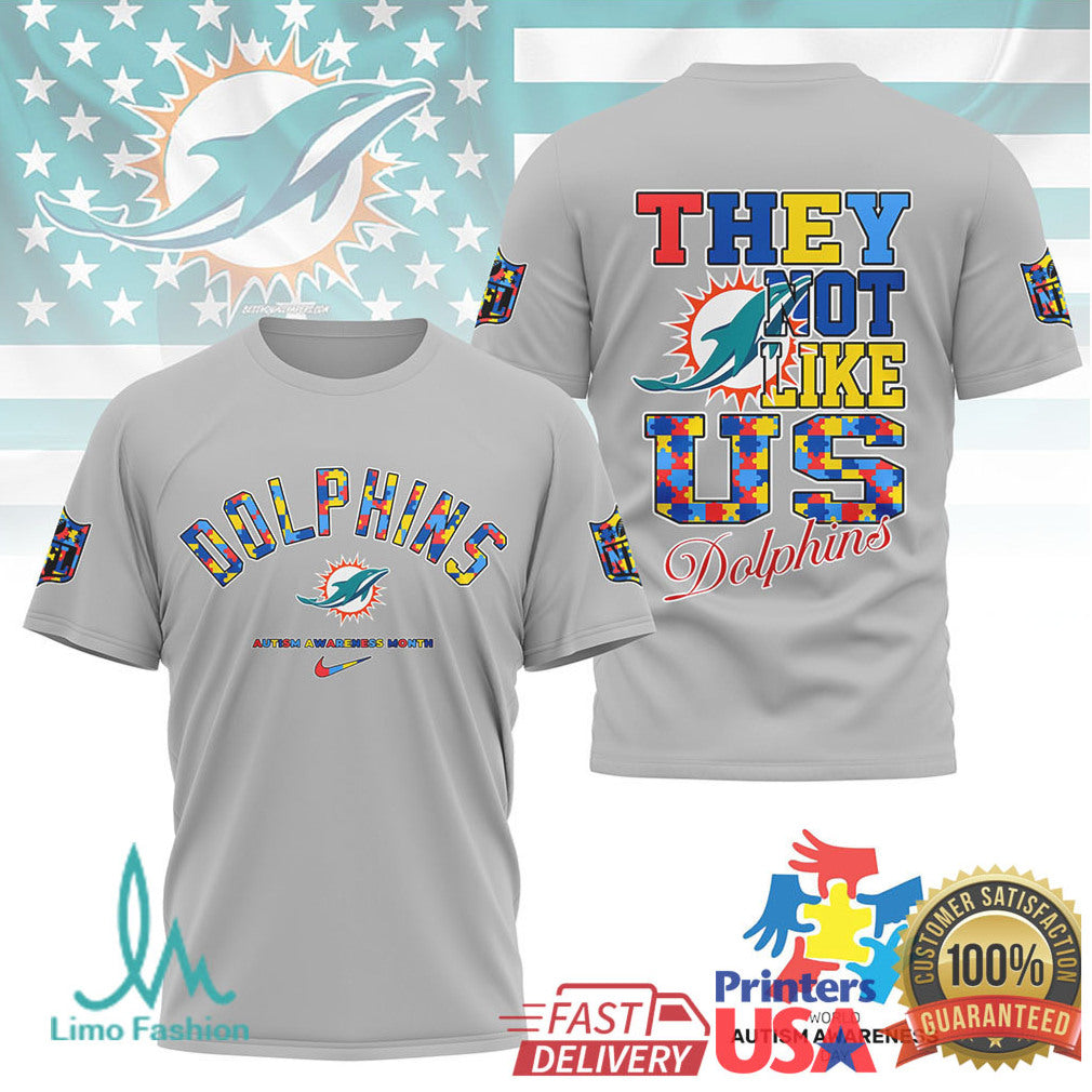 Miami Dolphins Autism Awareness They Not Like Us T Shirt - Limotees LLC