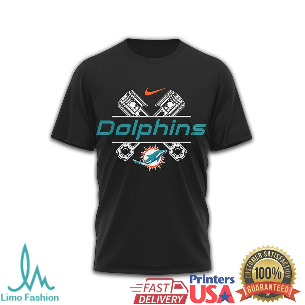 Miami Dolphins Biker T Shirt Live to Ride Motorcycle Design - Limotees LLC