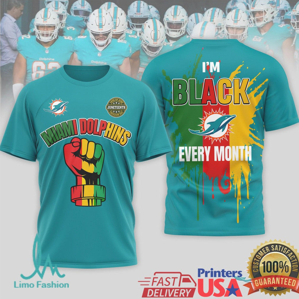 Miami Dolphins Black History Month Juneteenth Fist T Shirt - Limotees LLC