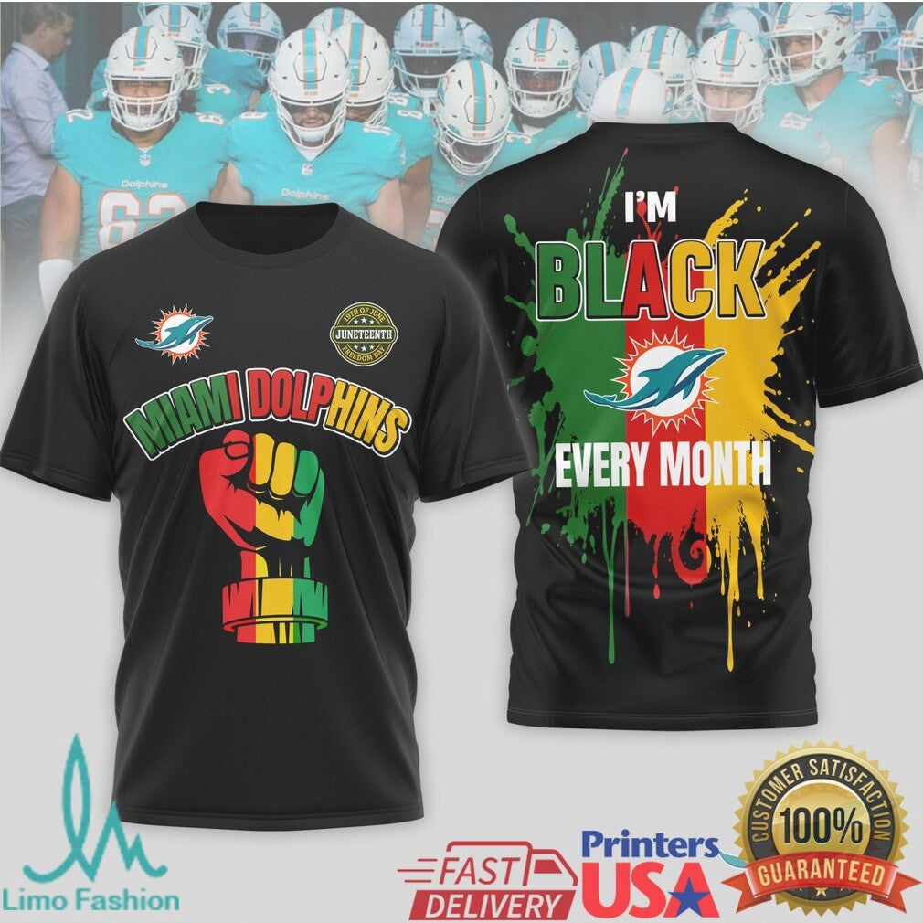 Miami Dolphins Black History Month Juneteenth Fist T Shirt - Limotees LLC