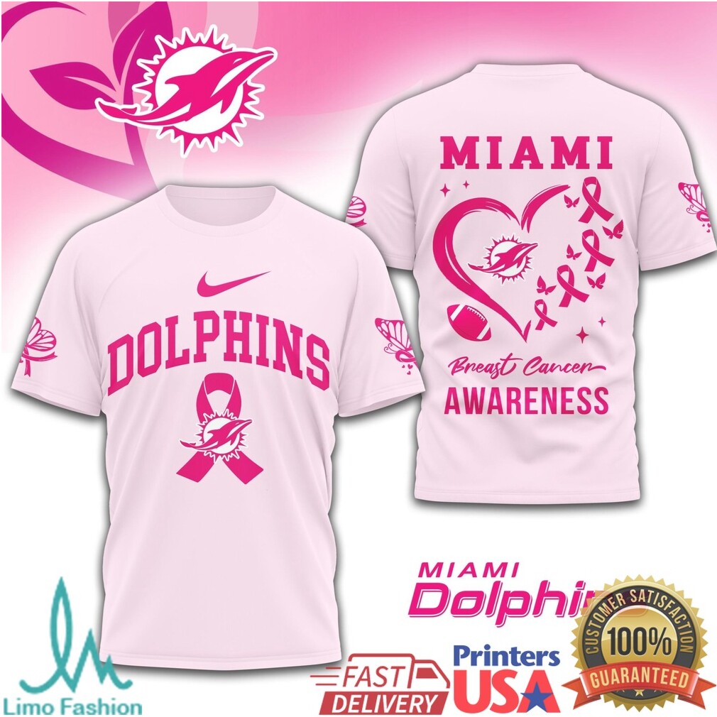 Miami Dolphins Breast Cancer Awareness Pink Ribbon Football T Shirt